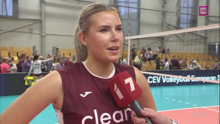 Eiropas volejbola Sudraba līgas sievietēm spēle Latvija - Ziemeļmaķedonija. Intervija ar Martu Kamēliju Levinsku