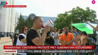 Habarovskā tūkstošiem protestē pret gubernatora aizturēšanu