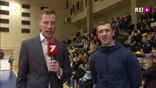 Latvijas volejbola čempionāta 1. finālspēle. Intervija ar Aivi Kokinu