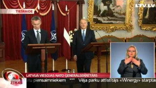 Valsts prezidenta Andra Bērziņa un NATO ģenerālsekretāra Jensa Stoltenberga uzruna Melngalvju namā