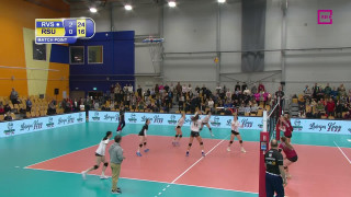 Latvijas kausa volejbolā sievietēm finālspēle RSU/MSĢ - RVS/LU. Uzvaras punkta izspēle