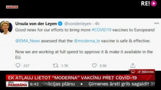 EK atļauj lietot  "Moderna"  vakcīnu pret Covid-19