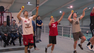 Latvijas handbola valstsvienība aizvada treniņus pirms spēles pret Igauniju