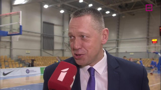 Latvijas-Igaunijas basketbola līgas spēle "Latvijas Universitāte" - BK "Ventspils". Intervija ar Gintu Fogelu pirms spēles