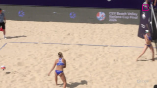 Nāciju kauss pludmales volejbolā. Čehija - Nīderlande pirmās finālspēles spilgtākās epizodes