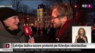 Latvijas teātra nozare protestē pie Krievijas vēstniecības