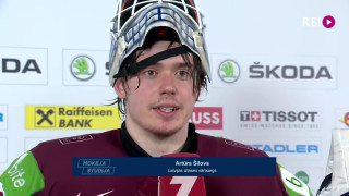 Pasaules hokeja čempionāta spēle Latvija - Austrija. Intervija ar Artūru Šilovu