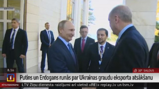 Putins un Erdogans runās par Ukrainas graudu eksporta atsākšanu