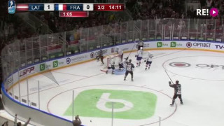 Hokeja spēle Latvija - Francija 2:0