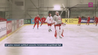 Pasaules hokeja čempionāta spēle Polija - Latvija. Intervija ar Polijas hokejistiem pirms spēles