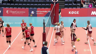 Dānija - Latvija. Eiropas volejbola čempionāta sievietēm kvalifikācijas spēles 2.seta epizodes