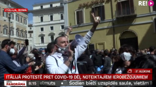 Itālijā protestē pret Covid-19 dēļ noteiktajiem ierobežojumiem