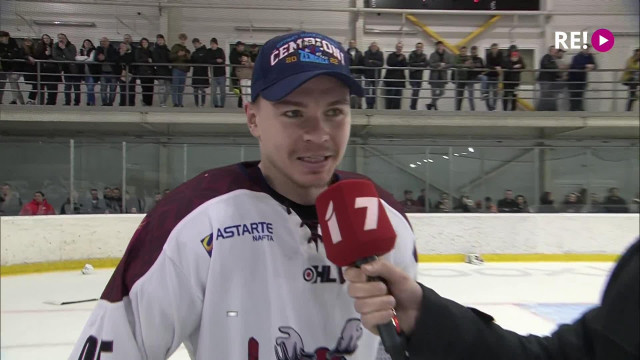 Hokeja čempionāta fināla 4.spēle "Olimp/Venta 2002" - "Zemgale/LLU". Intervija ar Edgaru Kuldu