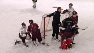 Latvijas hokeja izlases treniņš pirms pārbaudes spēlēm