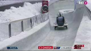 Pasaules kausa izcīņa bobslejā. 1. brauciens vīriešu divniekiem. Oskara Melbārža ekipāža