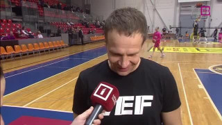 Latvijas kausa basketbola fināls "VEF Rīga" - "Rīgas zeļļi". Intervijas ar Jāni Gailīti un Juri Umbraško