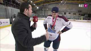 Hokeja čempionāta fināla 4.spēle «Olimp/Venta 2002» - «Zemgale/LLU». Intervija ar Patriku Ozolu