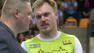 Latvijas volejbola čempionāta fināla spēle "Ezerzeme/DU" - "Jēkabpils Lūši". Ceturtā seta epizodes