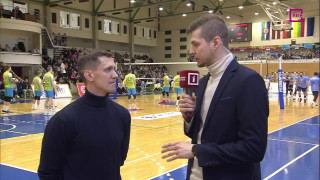 Latvijas volejbola čempionāta fināla spēle "Jēkabpils Lūši" - "Ezerzeme/DU". Intervija ar Aivi Kokinu