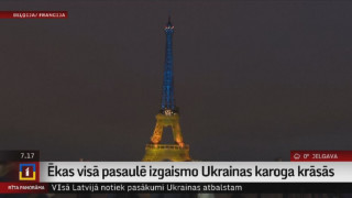 Ēkas visā pasaulē izgaismo Ukrainas karoga krāsās