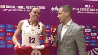 Eiropas čempionāta basketbolā sievietēm kvalifikācijas spēle Latvija-Izraēla. Intervija ar Aneti Šteinbergu pēc 1.puslaika