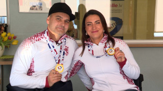 Tikšanās ar pasaules čempioniem ratiņkērlingā jauktajiem pāriem Poļinu Rožkovu un Agri Lasmanu