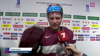 Pasaules hokeja čempionāta spēle Čehija - Latvija. Intervija ar Oskaru Batņu