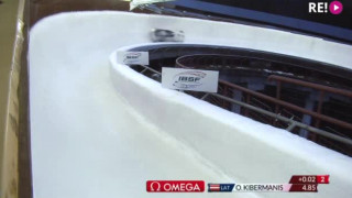 Oskara Ķibermaņa divnieka pirmais brauciens PK bobslejā