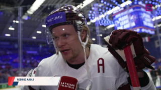 Pasaules hokeja čempionāta spēle Polija - Latvija. Intervija ar Rodrigo Ābolu pēc spēles