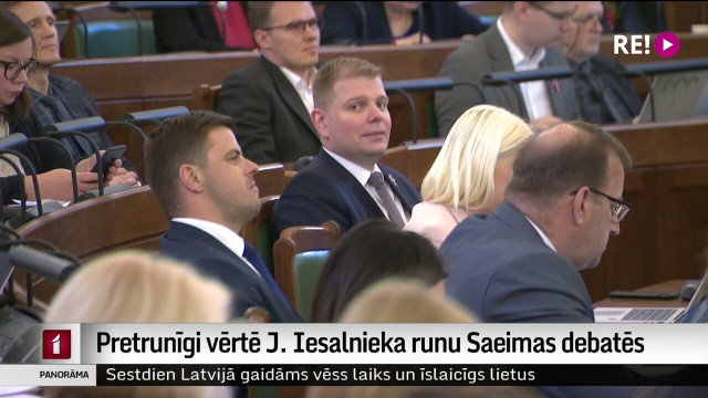 Pretrunīgi vērtē J. Iesalnieka runu Saeimas debatēs