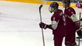 Latvija-Ungārija. Vārtu gūšanas momenti U-20 pasaules hokeja čempionāta spēlē