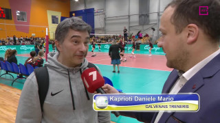 Latvijas kausa volejbolā sievietēm finālspēle RSU/MSĢ -RVS/LU. Intervija ar Danieli Mario Kaprioti pirms spēles