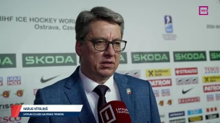 Pasaules hokeja čempionāta spēle Vācija - Latvija. Intervija ar Hariju Vītoliņu pirms spēles