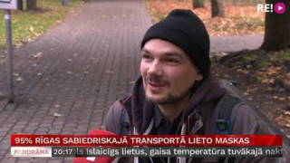 95% Rīgas sabiedriskajā transportā lieto maskas