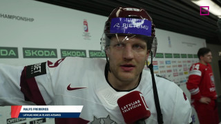 Pasaules hokeja čempionāta spēle Polija - Latvija. Intervija ar Ralfu Freibergu pēc spēles