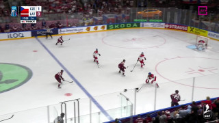 Pasaules čempionāts hokejā. Latvija - Čehija. 2. perioda spēles momenti