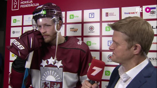 Pārbaudes spēle hokejā Latvija-Kazahstāna. Intervija ar Oskaru Batņu