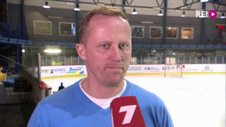 Hokeja čempionāta fināla 2.spēle "Zemgale/LLU" - "Olimp/Venta 2002". Intervija ar Arti Ābolu