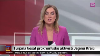 Turpina tiesāt prokremlisko aktīvisti Jeļenu Kreili