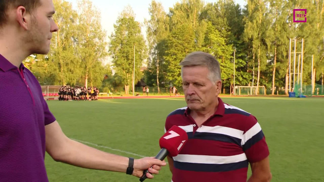Latvijas regbija čempionāta spēle "Miesnieki/Ķekava" - "Livonia". Intervija ar Uldi Bautri