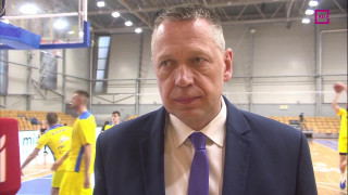 Latvijas Basketbola līgas finālsērijas 3. spēle «VEF Rīga» - BK «Ventspils». Intervija ar Gintu Fogelu