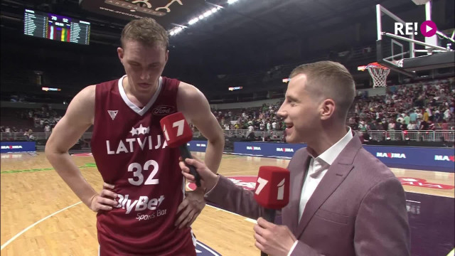 Basketbola izlašu pārbaudes spēles Latvija - Lietuva. Intervija ar Anžeju Pasečņiku un Rihardu Lomažu
