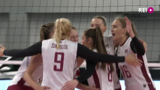 Slovākija - Latvija. Eiropas volejbola čempionāta sievietēm kvalifikācijas spēles epizodes
